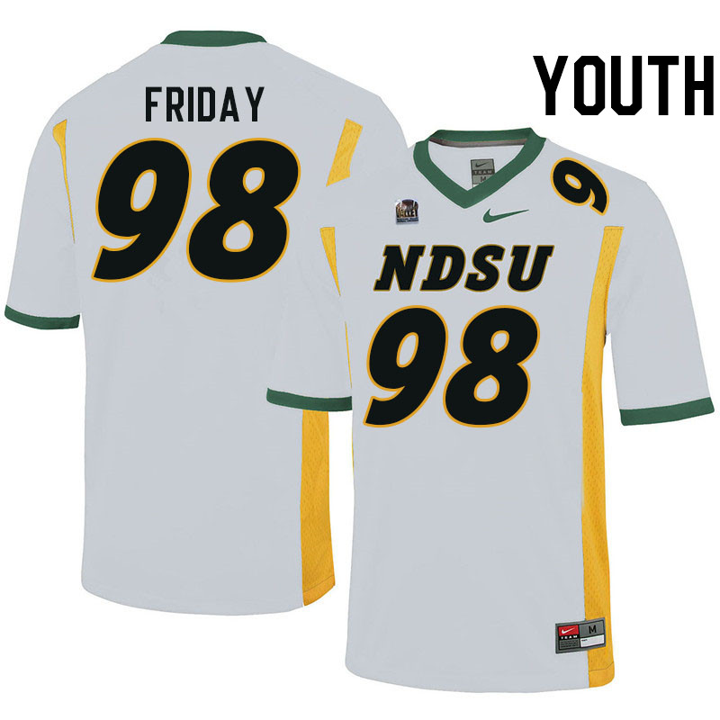 Youth #98 Bryce Friday North Dakota State Bison College Football Jerseys Stitched-White